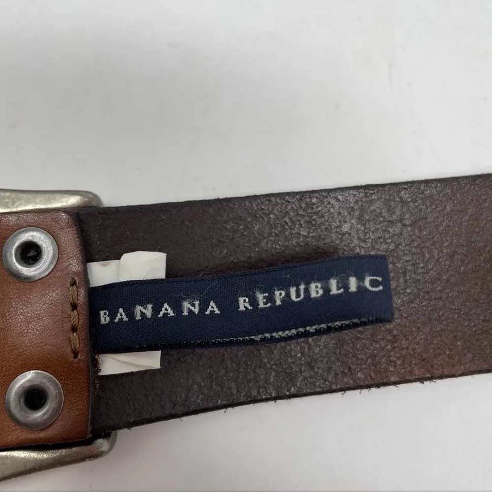 BANANA REPUBLIC Brown Leather Woven Braided Belt Size XS